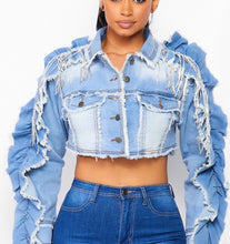 Load image into Gallery viewer, Ruffle me up  crop jacket
